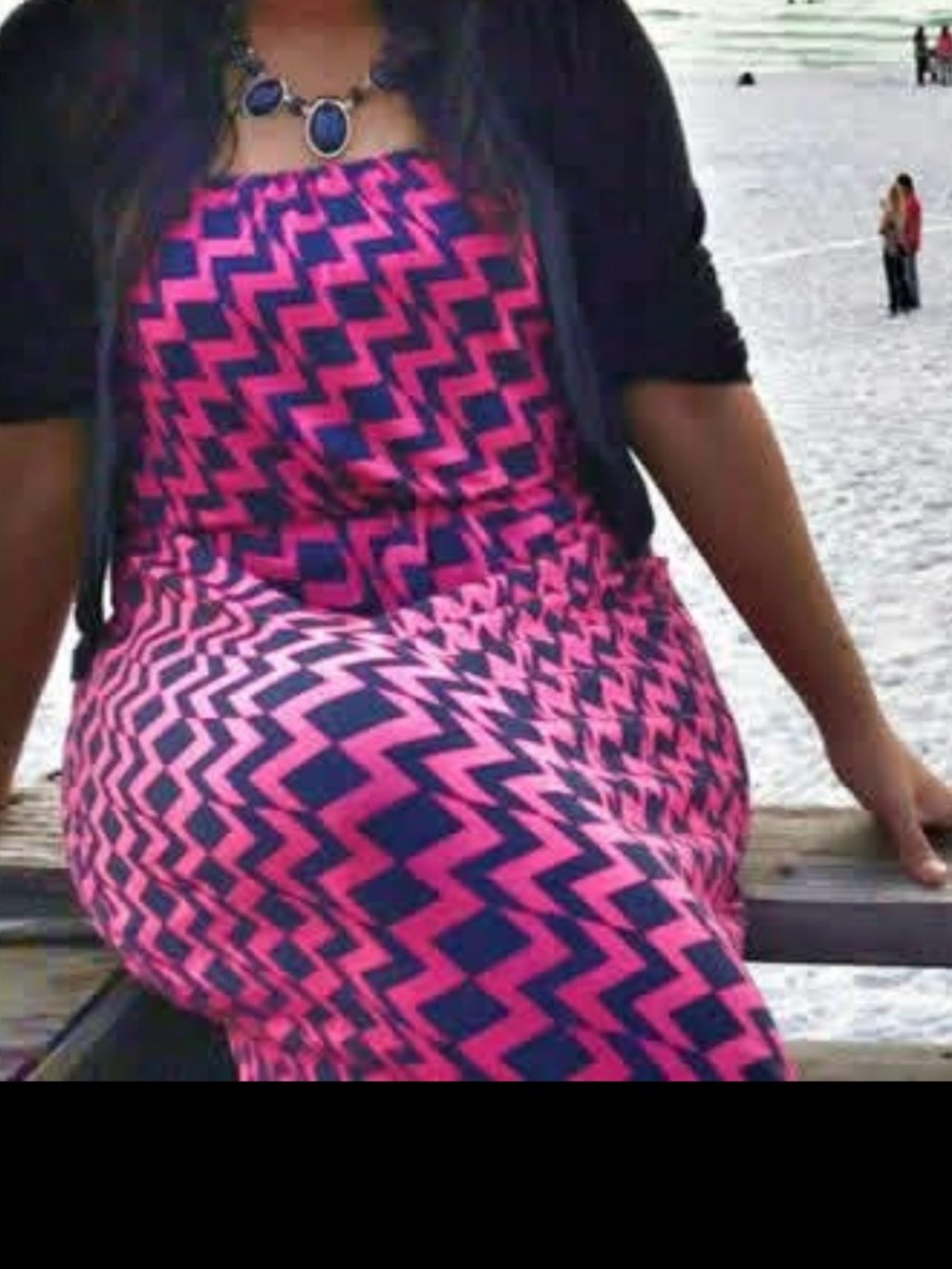 jcpenney Pink and Navy Zigzag Maxi Dress